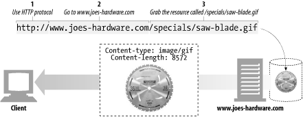 URLs specify protocol, server, and local resource