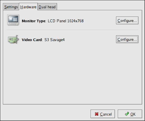 Display Hardware Settings Display Hardware Settings