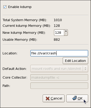 The Kernel Dump Configuration utility The Kernel Dump Configuration utility