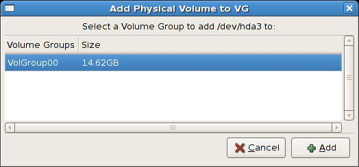 Add physical volume to volume group Add physical volume to volume group