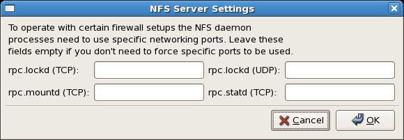 NFS Server Settings NFS Server Settings