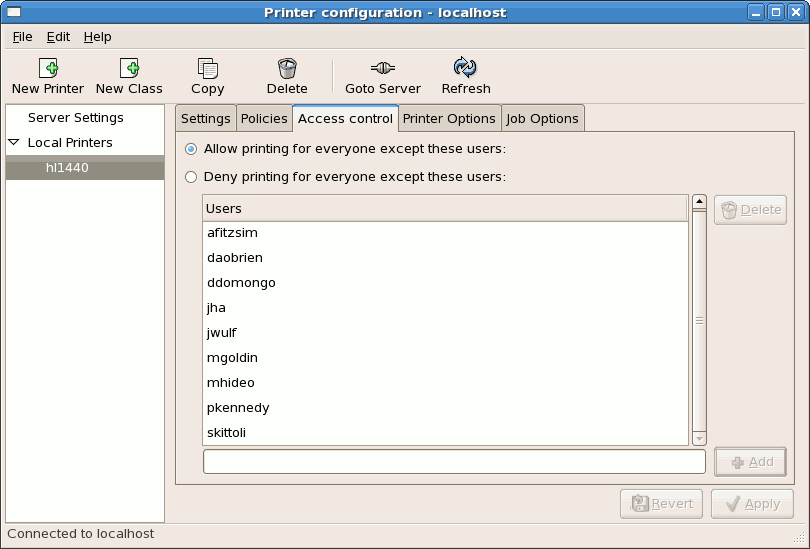 Access Control Tab Access Control Tab