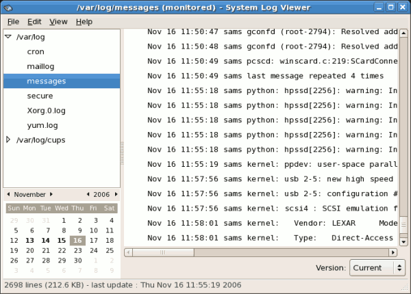 Log file contents after five seconds Log file contents after five seconds