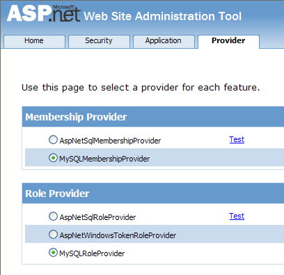 Select Membership and Role
 Provider