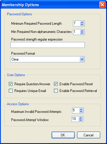 MySQL Website Configuration Tool - Advanced
 Options
