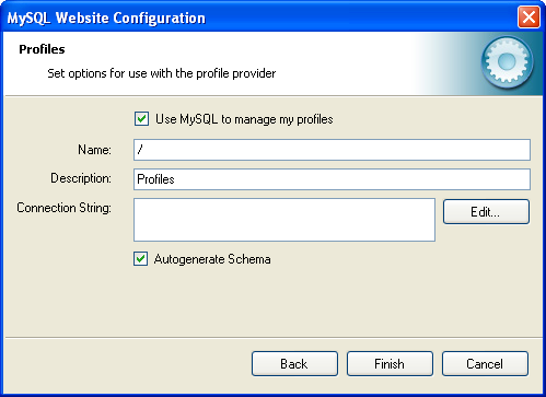 MySQL Website Configuration Tool -
 Profiles