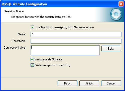 MySQL Website Configuration Tool - Session
 State
