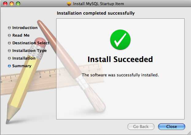MySQL Startup Item Installer: Step
 5