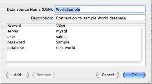 ODBC Administrator Sample
 DSN Dialog