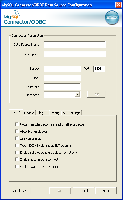 Connector/ODBC Connect Options
 Dialog