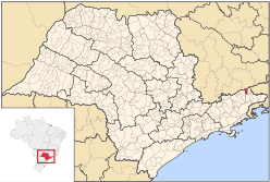 Map of the state of São Paulo, Brazil pointing Lavrinhas