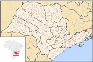 Map of the state of São Paulo, Brazil pointing Queluz
