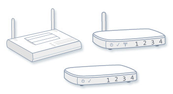 Illustration of an access point, a wired router, and a wireless router