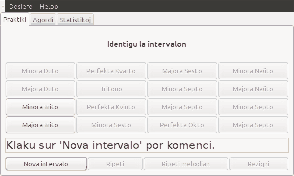 Bildo pri la progamo dum trejnado de intervaloj uzante la interfacajn butonojn.