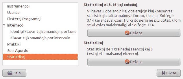 Bildoj pri la paĝo 'Son-Agordo' de la fenestro pri preferoj.