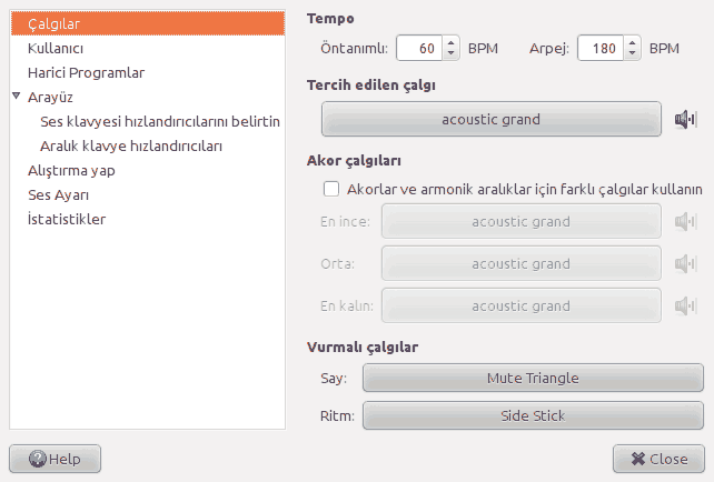 Tercihler penceresindeki 'Midi' sayfasının ekran görüntüsü.
