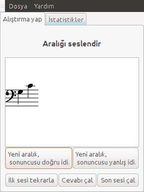Aralığı seslendirme alıştırmasının ekran görüntüsü.