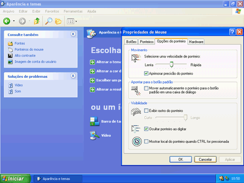 Personalizar as propriedades do mouse