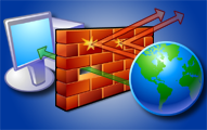 Ilustração de um firewall bloqueando algumas comunicações e permitindo outras