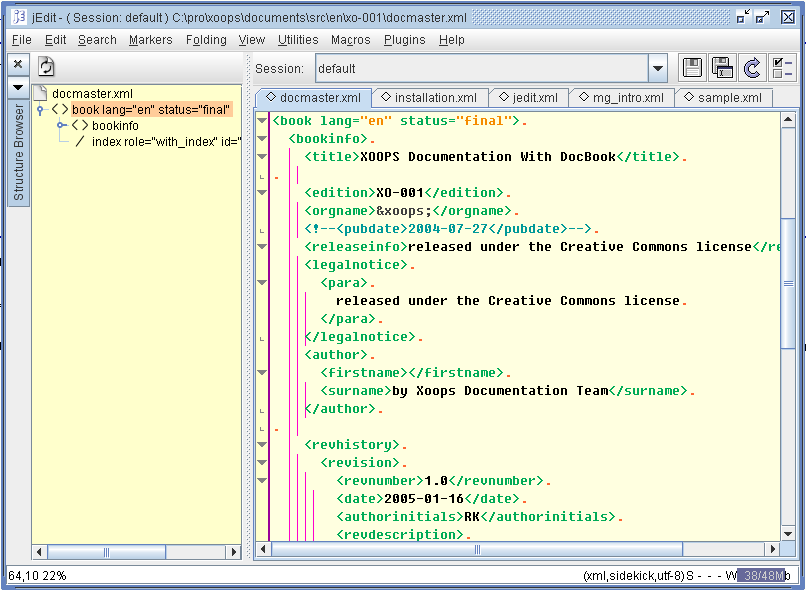 A Sample View of jEdit
