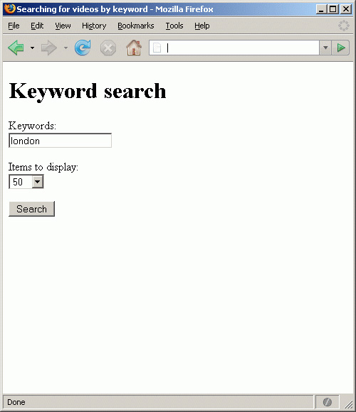 A keyword search form